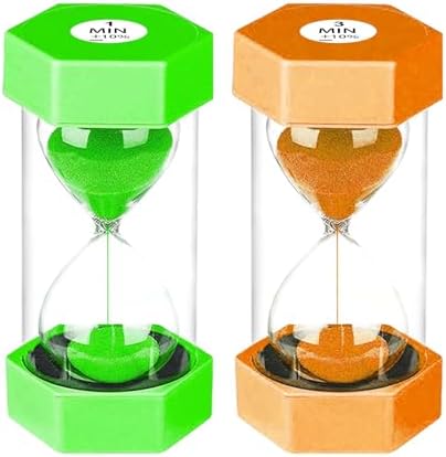 SuLiao Hourglass Sand Timer for Adult,Plastic Sand Clock 1/5 Minutes Set,Large Blue Green Sand Watch 1&5Min,Reloj de Arena Niños,Colorful Hour Glass Sandglass Timer for Classroom,Games,Kitchen,Decor