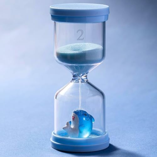 2 Minute Sand Timer,Hourglass Timer in Macaron Blue with Shark Pattern