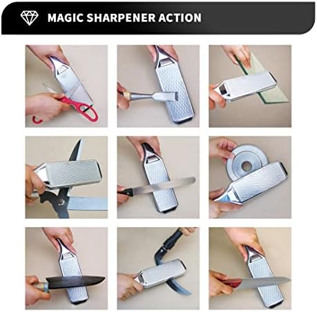 Knife Sharpeners Handheld 300/600 Grit Double Sided Diamond Knife Sharpening Weststone Stone for Kitchen Knives Scissors Garden Tools with scissors sharpener(SHA-2W SET)