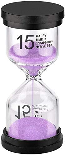 SuLiao Hourglass Sand Timer 15 Minute: Plastic Sand Clock, Purple Sand Watch 15 Min, Colorful Reloj De Arena 15 Minutos, Large Hour Glass Sandglass for Kids, Games, Home, Classroom, Kitchen, Decor