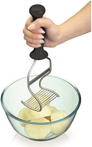 KitchenCraft Ergonomic Stainless Steel Potato Masher, 27 cm (1.5, Black