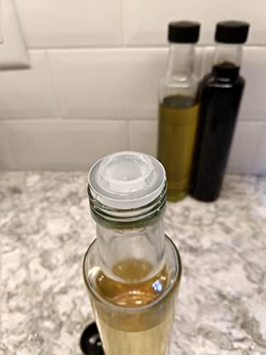 Nakpunar 12 pcs, 8 oz Glass Dorica Bottles with Black Cap and Flow Reducer - Oil, vinegar 12 Dorica