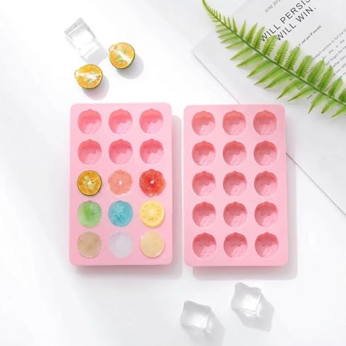 Strawberry Ice Cube Trays,Silicone Ice Tray,Easy Release (2pcs Strawberry)