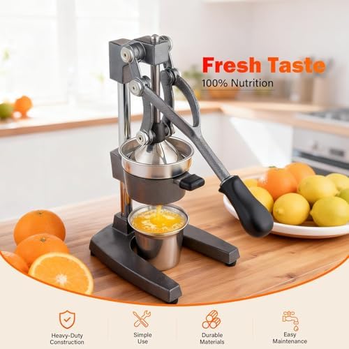 Manual Cast Iron Juicer, Gray Lemon Citrus Squeezer