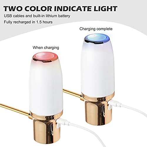 Automatic Wine Aerator Pourer Spout, Wine Air Aerator Pourer, Red Wine Aerator, Electric Wine Decanter with Aerator USB Rechargeable, Gifts idea for Wine Lovers White & Gold