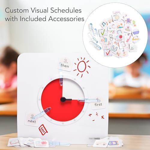 TIME TIMER 8 inch Visual Timer with Visual Schedule Package - 60 Minute Kids Desk Countdown Clock with Dry Erase Board, whiteboard Marker, and pecs Cards - for Kids Classroom, Home and Routine Timer