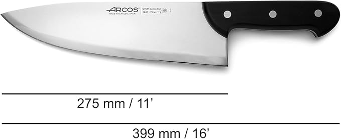 Arcos Butcher Knife Stainless Steel. 275mm blade. Professional Cooking Knife For Cutting Meat, Fish and Vegetables. Ergonomic Polyoxymethylene Handle. Series Universal. Color Black.