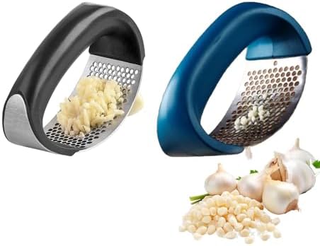 Garlic Crusher & Ginger Crusher Combo, Manual Garlic Press Stainless Steel, Pack of 2 (Multicolor)