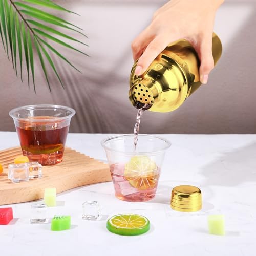 Nitial 6 Pcs Bar Cocktail Shaker Stainless Steel, Gold, 25 oz