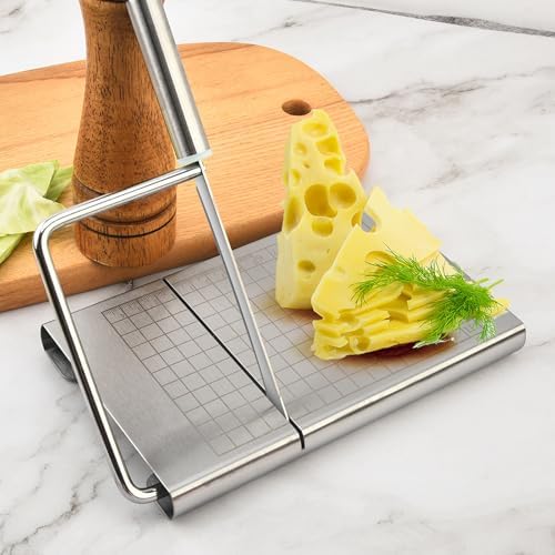 Cheese Slicer Board with Blade, Cheese Cutters for Block Cheese