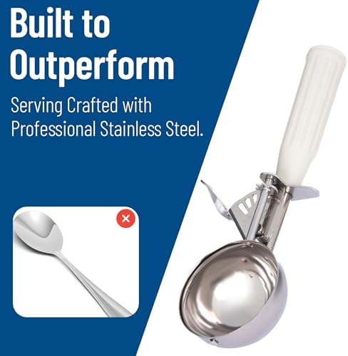 Carlisle FoodService Products 60300-6 Stainless Steel Portion Control Disher Scoop, 4.7 oz, White