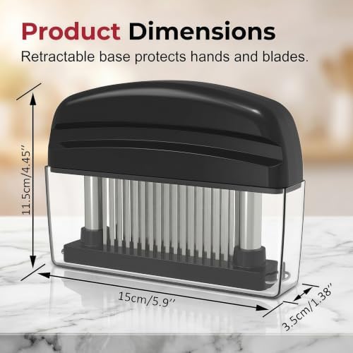 2026 Meat Tenderizer,Needle Meat Tenderizer,48 Blade Meat Tenderizer Tool,Manual Stainless Steel Steak Tenderizer Needle with Safety Clear Base,Kitchen Meat Tenderizer for Grilling Cooking (White)