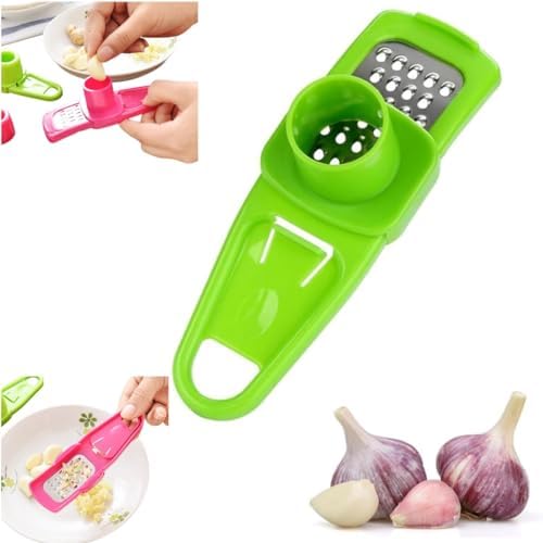 Garlic Grinder - Hand Grinder for Garlic, 2024 New Hand Press Garlic Chopper, Hand Pepper Grinder, Easy and Fast Stainless Steel Garlic Press for Home Daily Use (Green)