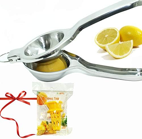 The BIGGEST Professional Super Jumbo Stainless Steel Lemon Squeezer (EcoJeannie LS0002), Never Break Never Rust Lemon Juicer, Citrus Juicer/Commercial Grade Citrus Press (With Free Citrus Tap)