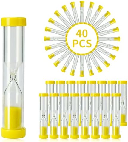 PROLOSO 40 Pcs 1 Minute Sand Timers Plastic Hourglass Sandglass Sand Clock Visual Timers for Kids Children School Class Prize