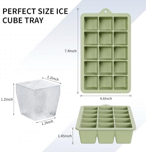Silicone Ice Cube Tray 2 Pack, HANCELANT Ice Cube Mold, Ice Trays for Freezer with Lid for Whiskey, Cocktail, Drinks and Food, Freezer, BPA Free, Easy Release
