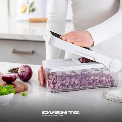 OVENTE 7-in-1 Vegetable Chopper and Mandoline Slicer, White MD71W