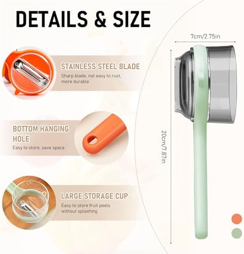 2PCS Peeling Knife with Container,Double-Sided Stainless Steel Multifunctional Kitchenware Set,Vegetable Peeler with Catcher for Home Kitchen Fruit Peeling Supplies(2pcs Mix)