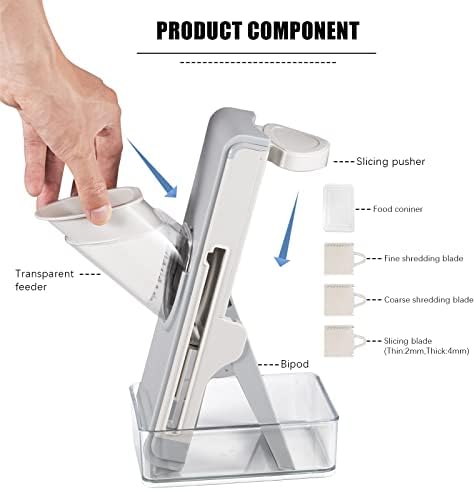 Safe Mandoline Slicer, Food Chopper Mandolin Slicer Cooking Tools, Vegetable Cutter, Stainless Steel Grater, Adjustable Julienne Slicer Kitchen Gadgets for Tomato Onion Potato Cheeses Fruit Chip
