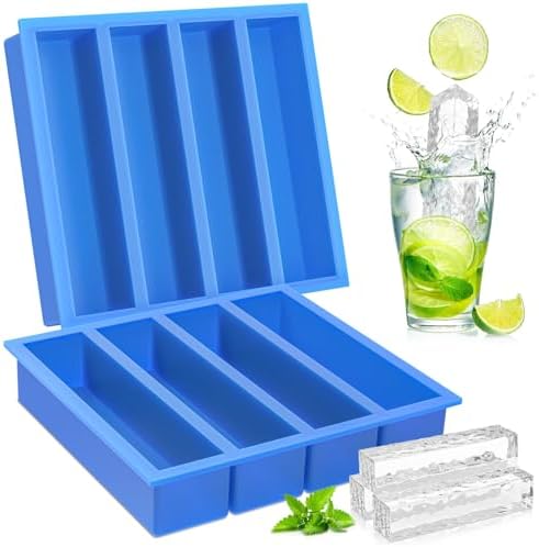 Silicone Ice Cube Trays with Easy Release Ice Cubes for Whiskey, Butter Mold, Set of 2 Blue