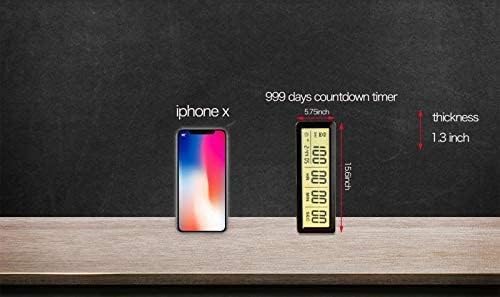 Digital 999 Days Countdown Clock Timer Magnetic Backing for Vacation Retirement Wedding Lab Kitchen Project Meeting(White)