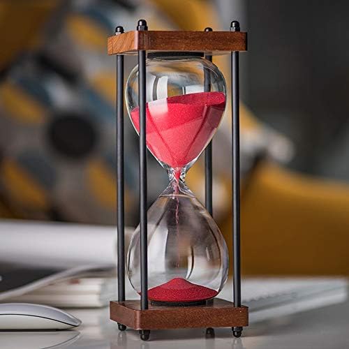 SAMLONG Large Hourglass Timer 30 Minute, Decorative Wooden Sandglass, Red