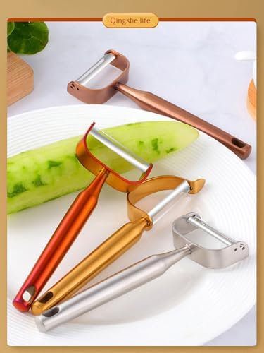 Stainless Steel Vegetable Peeler Gold 2 Pieces, with Potato Eye Remover & Swiveling Twin Blades, Y Shaped Titan Potato Peeler for Fruit & Veggie, Dishwasher Safe