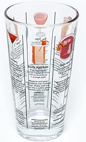 14 oz Recipe Glass Cocktail Shaker With Strainer Top - Includes 6 Cocktail Drink Recipes (Hip Hop Theme)