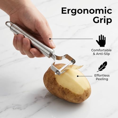 Vegetable Peeler Set 5 Pack – Stainless Steel Double-Sided Y Peeler for Potatoes, Carrots & Apples – Rust-Proof, Dishwasher Safe Kitchen Peelers with Ergonomic Non-Slip Handle – Multi-Purpose