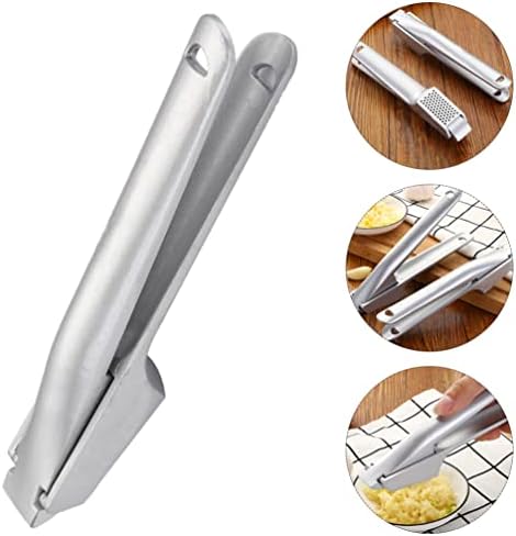 Hemoton Garlic Press Stainless Steel Garlic Masher Manual Vegetable Masher Hand Press Fruit Juicer for Fruits Ginger Silver