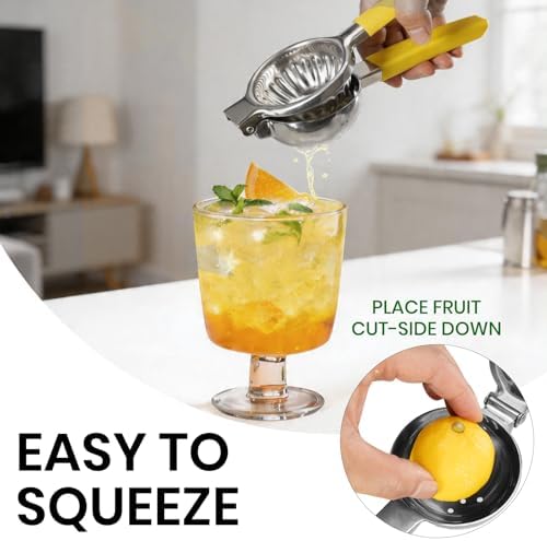 Stainless Steel Lemon Squeezer,Large Manual Citrus Juicer,Free Brush