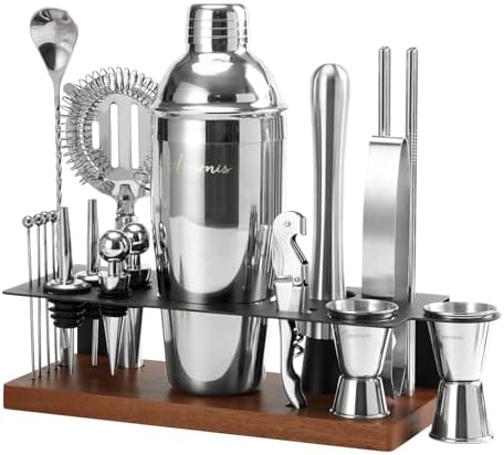 23-Piece Cocktail Shaker Set with Stand, 304 SS, Bartender Kit Gift