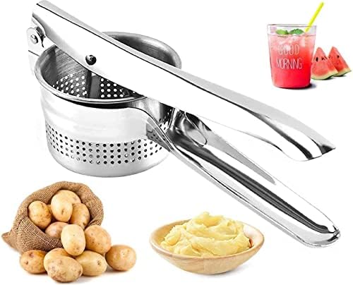 Stainless Steel Potato Ricer & Masher | Heavy-Duty Hand Press for Mashed Potatoes, Sweet Potatoes, Pumpkin & Baby Food | Ergonomic Kitchen Tool