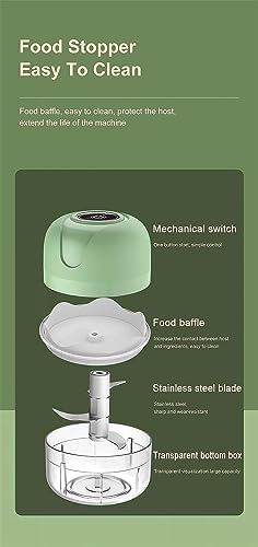 USB Rechargebale Electric Garlic Grinder, Wireless Mini Chopper for Kitchen, Portable Garlic Mincer Food Processor, for Chopping Garlic, Ginger, Chili, Onion, Etc Kitchen Tools (100ml/Green)