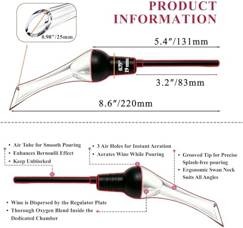 Wine Aerator Pourer, Wine Air Aerator, Easy to Use for Enhanced Bouquet Rich Flavor, Wine Aerator Pourer Spout with Gift Box Included