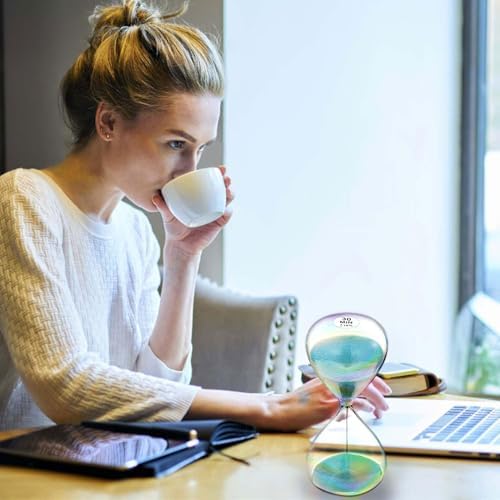 SuLiao Sand Timer 30 Minute Hourglass,Turquoise Sand Clock,Large Sand Watch 30 Min,Colorful Biloba Puff Minimalist Hour Glass Sandglass for Home,Desk,Office Decorative