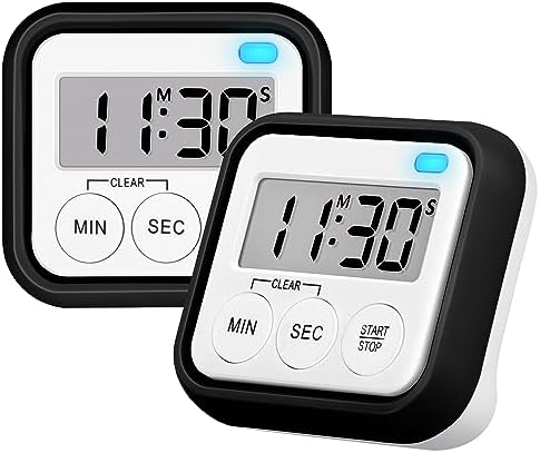 Timer, Kitchen Timers for Cooking Classroom Timer for Kids Teachers Magnetic Digital Timers 2 Pack, Black