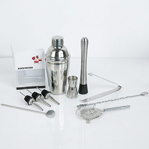 Premium Cocktail Shaker Set-All Inclusive Bartender Kit With Stainless Steel Martini Shaker, Strainer, Mixing Spoon, Bar Measure, Muddler, Tongs, Wine Pourers - Drink Mixer Set For Cocktails