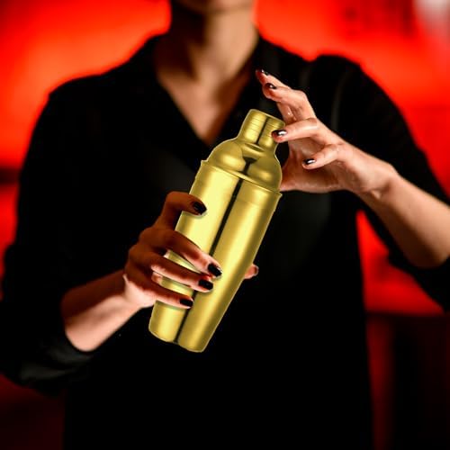 Nitial 6 Pcs Bar Cocktail Shaker Stainless Steel, Gold, 25 oz