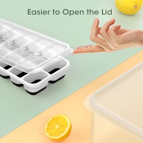 DOQAUS Ice Cube Tray with Lid and Bin,4 Pack Ice Cube Trays for Freezer