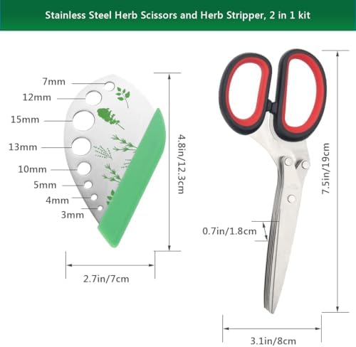 Luxiv Herb Scissors And Stripper Set, 5-Blade Stainless Steel Kitchen Tools