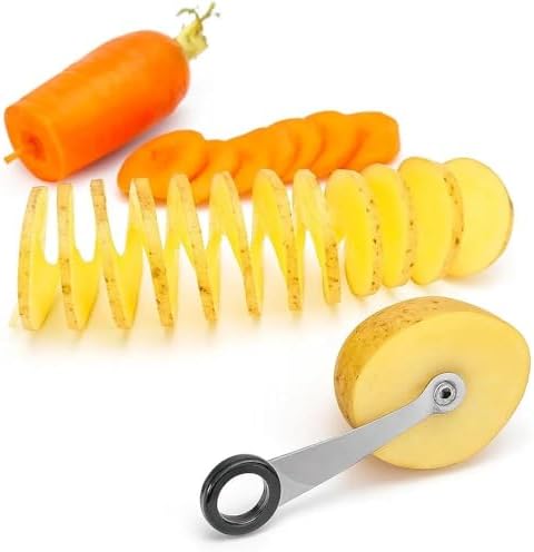 Piranha Spiral Cutter, Stainless Steel Spiral Cutter for Veggies, Kitchen Spiralizer Tool for Cucumber, Potato, Carrot and More