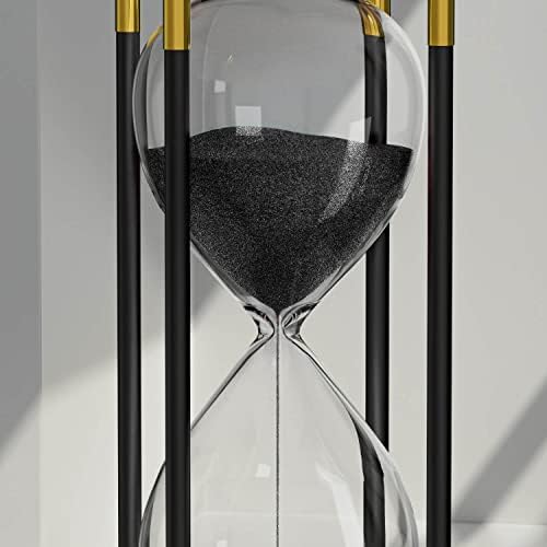 Hourglass 60 Minute Sand Timer: Large 10 Inch Decorative Wooden Sand Clock,Reloj De Arena para Decoracion, Vintage Sand Watch 60 Min, 1 Hour Glass Sandglass for Home Office Desk Decor, Black