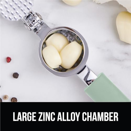 GORILLA GRIP Garlic Peeler and Press Set, Heavy Duty Mincer, Mint