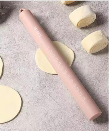 Small stainless Steel Inner Core Silicone Rolling Pin Non-stick Dough Roller(Pink)