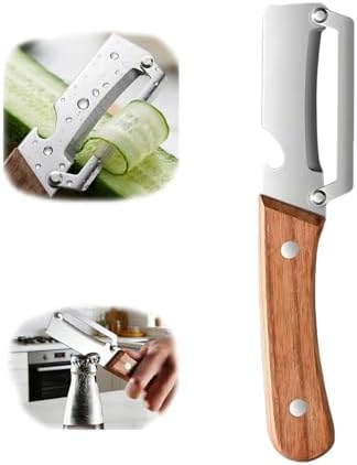 2-in-1 Vegetable Peeler & Julienne Shredder, Stainless Steel Wooden Handle
