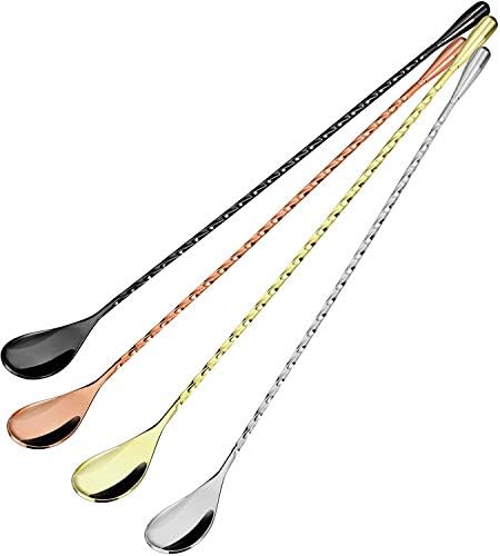 Boao 4 Pcs 12 Inch Stainless Steel Cocktail Spoons, Classic Assortment