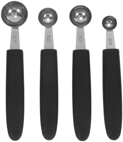 OUNONA 4pcs Stainless Steel Melon Baller Ice Cream Scoop Melon Ball Scoop Watermelon Spoon for Gelato Cantaloupe Ice Cream Watermelon Fruit