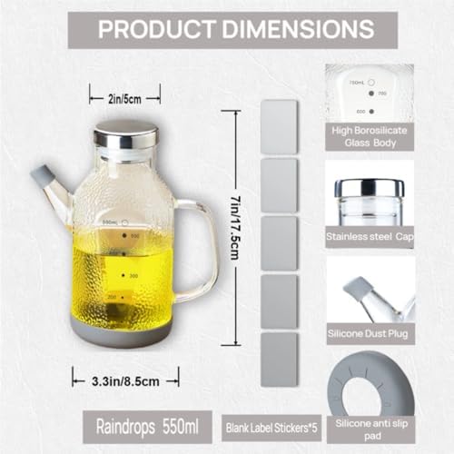 High Borosilicate Glass Oil Bottle,Olive Oil Dispenser for Kitchen