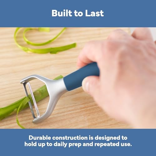 Misen Stainless Steel Vegetable Peeler - Dishwasher Safe Y Peeler - Easy to Use with Potatoes, Cabbage, Carrots, and More - Progessional Grade Kitchen Tool - Blue